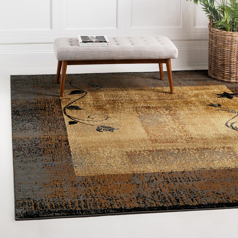 Apex Abstract Beige/Brown Area Rug, Square 5'3"