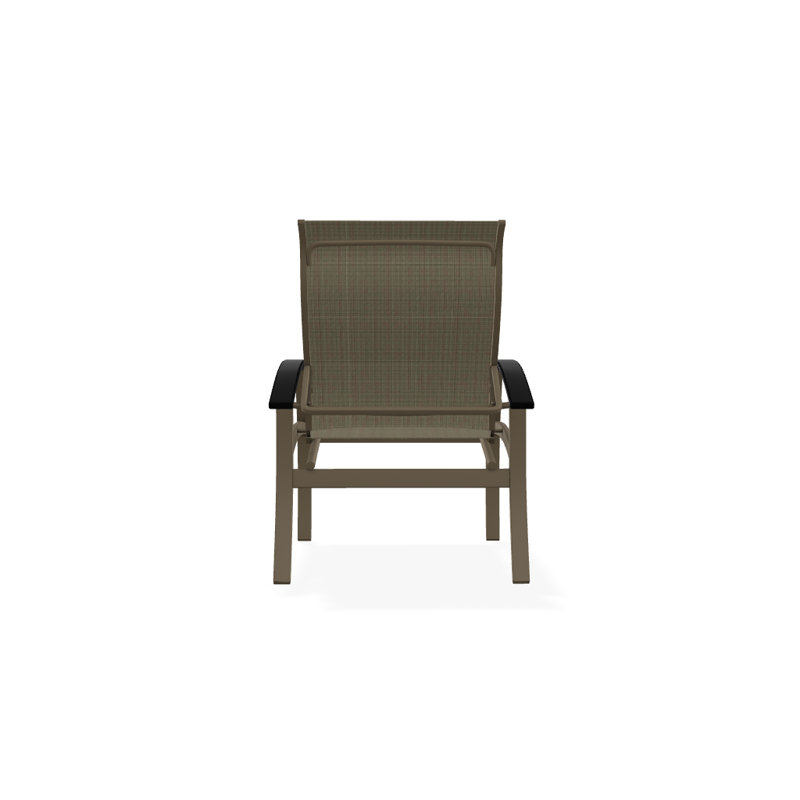 Chaise de patio Askar, Bois de plage texturé, Noir, Tweed Sunbrella® brun