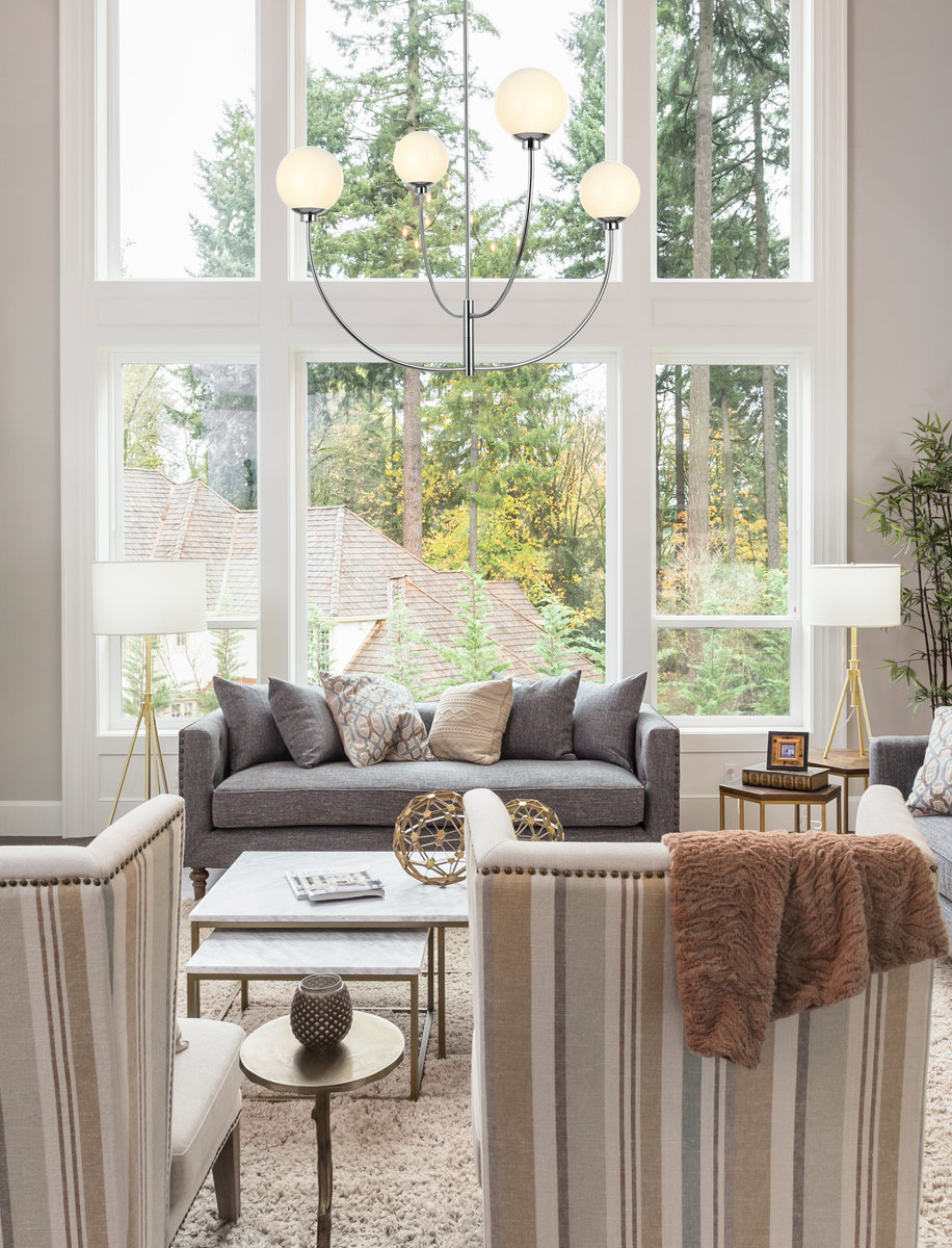 Kyle 4-Light Chandelier, 29.5" H x 42" W x 42" D, Chrome