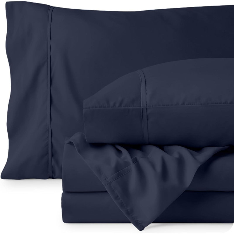 Soft Queen Sheet Set - Luxury 1800 - Hydro-Brushed - Deep Pockets - Easy Fit - 4 Piece Set - Bed-Ding Sheets & Pillowcases