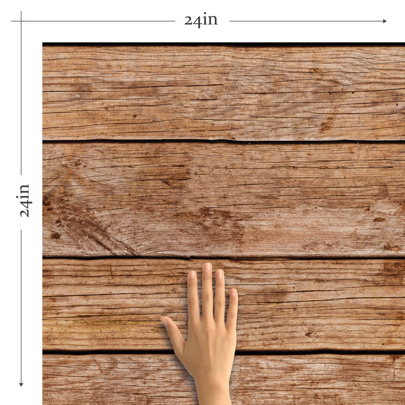 Panneau de papier peint amovible Natka Shiplap, Brun, 126" L x  24" W