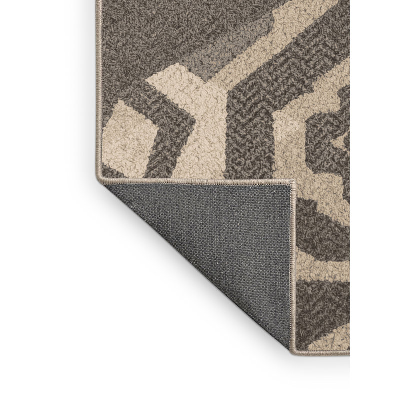 Soft Plush Earls Global Inspired Moroccan Area Rug in Gray – Beige Binding, 3' Round