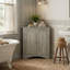 Armoire de rangement de coin moderne et imperméable, armoire de plancher triangulaire robuste en panneau de fibres à densité moyenne avec portes pour la salle de bain et la cuisine-128707585