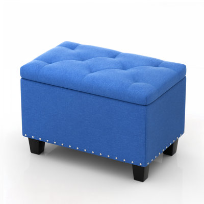 25" Storage Ottoman, Entryway Bedroom Tufted Bench Footrest Stool Footstool with Safety Hinge & Legs