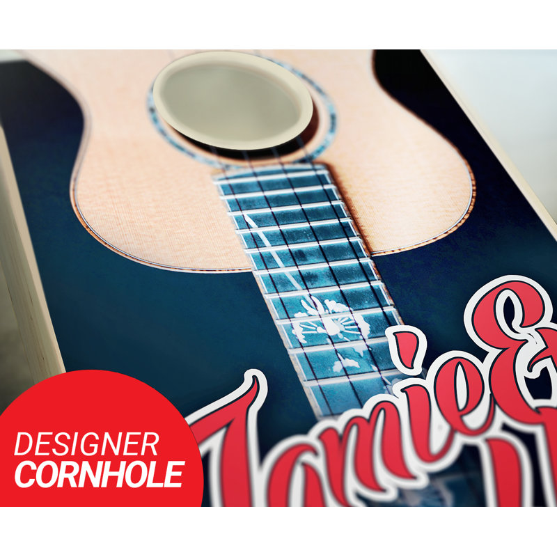 Ensemble de jeu de cornhole en bois massif 2 po x 4 pi, Rouge / Bleu marine