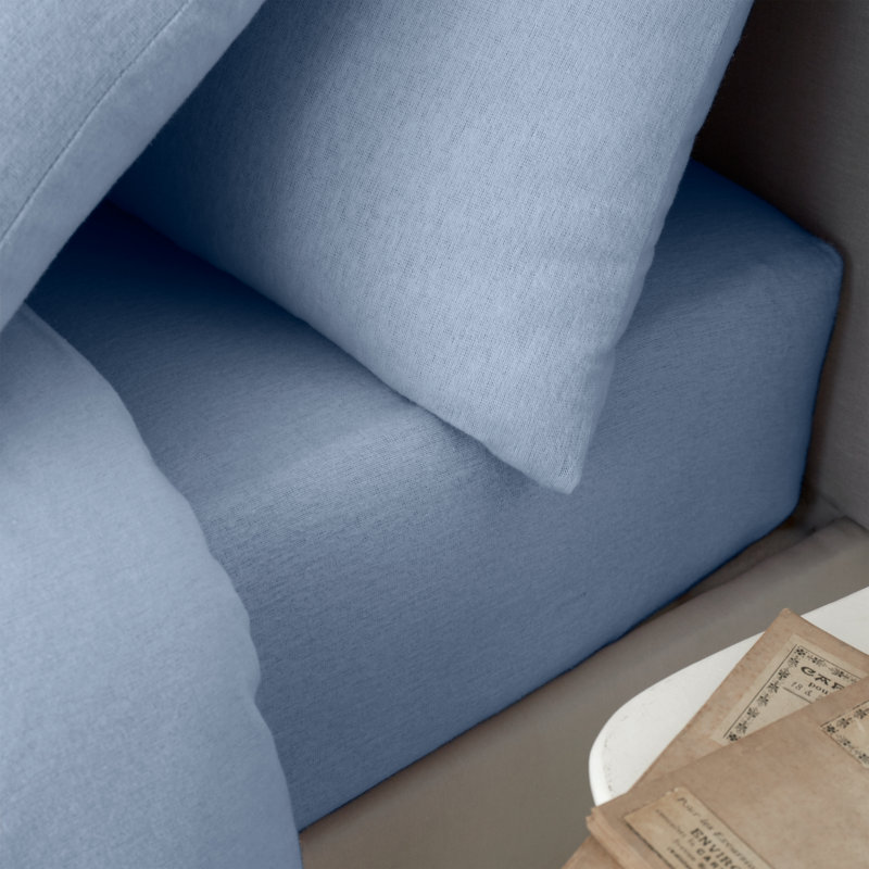 Brushed Cotton Fitted Sheet, Double (4'6), Blue
