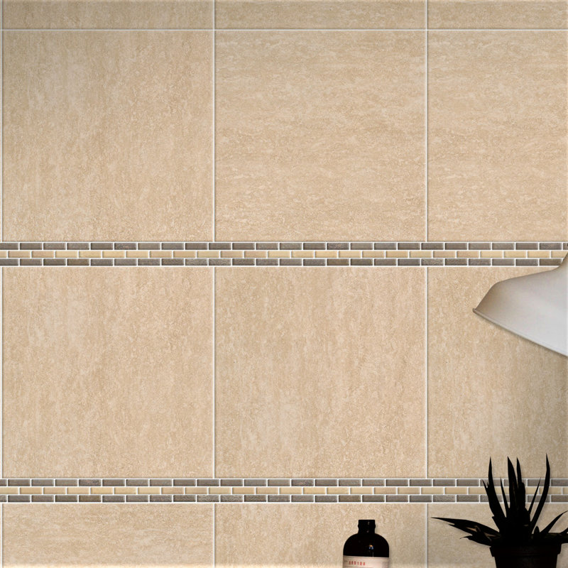 Carreau de bordure 1 po x 12 po Travertine Noce Chiaro