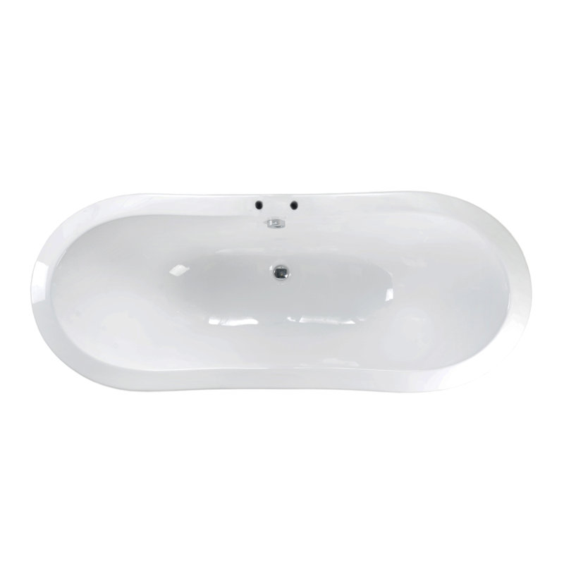 72'' x 30'' Soaking Cast Iron Bathtub, Satin Nickel