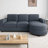 Modern L-shaped Sectional Sofa With Curved Chaise Lounge, Usb Ports And Side Storage Pockets-1920560789
