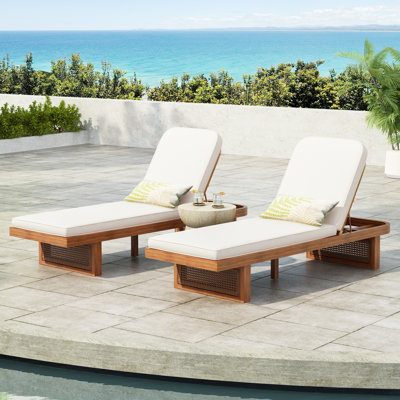 Méridienne d'extérieur - Design en bois d'acacia et en rotin PE avec coussin, MP2