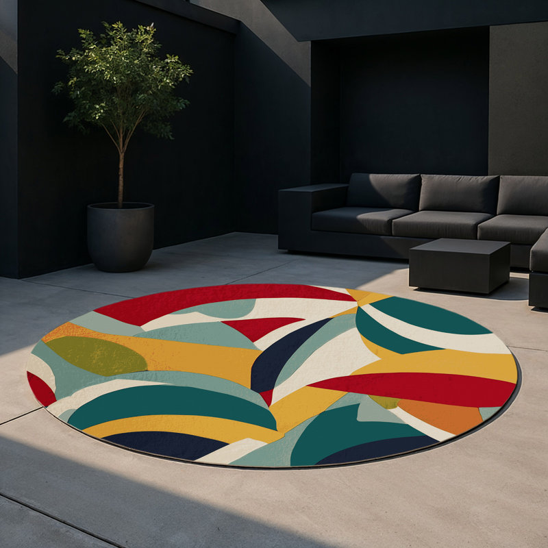 Spunky Shimmy Indoor And Outdoor Area Rug, Round 5'