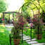 Arche de jardin en métal avec barrière 86,6 po de haut, 79,5 po de large - pour un grimpeur, grimpeur noir