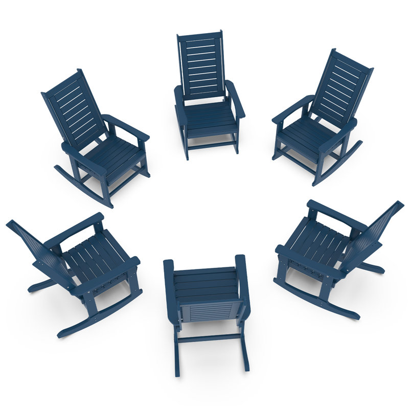Chaise berçante d'extérieur Hdpe (ensemble de 6), Bleu