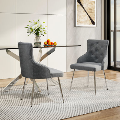 Neriah 48cm H Velvet Upholstered Accent in Grey