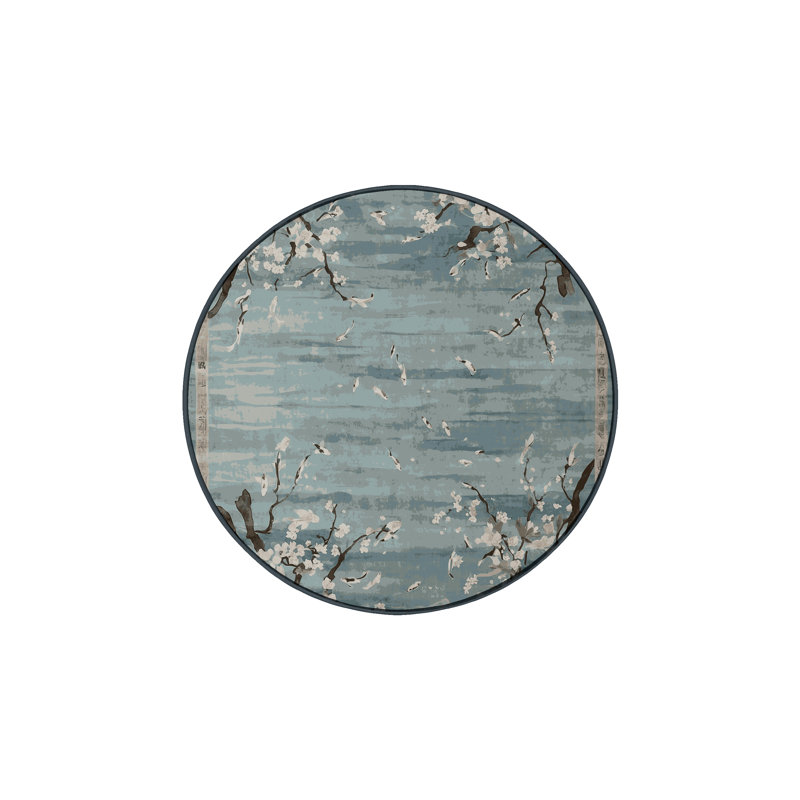 Tapis gris lavable à la machine, Rond 7 pi