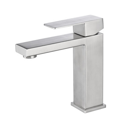 Waterfall Spout Bathroom Sink Faucet, Stainless Steel 304, Single Lever, Brushed Nickel, Quick And Convenient, Hot Cold Faucet With Effect, Handle, Fine Water Stream,