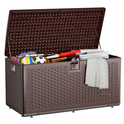 UD 44.5'' W 73 Gallons Water Resistant Resin Lockable Deck Box in Brown