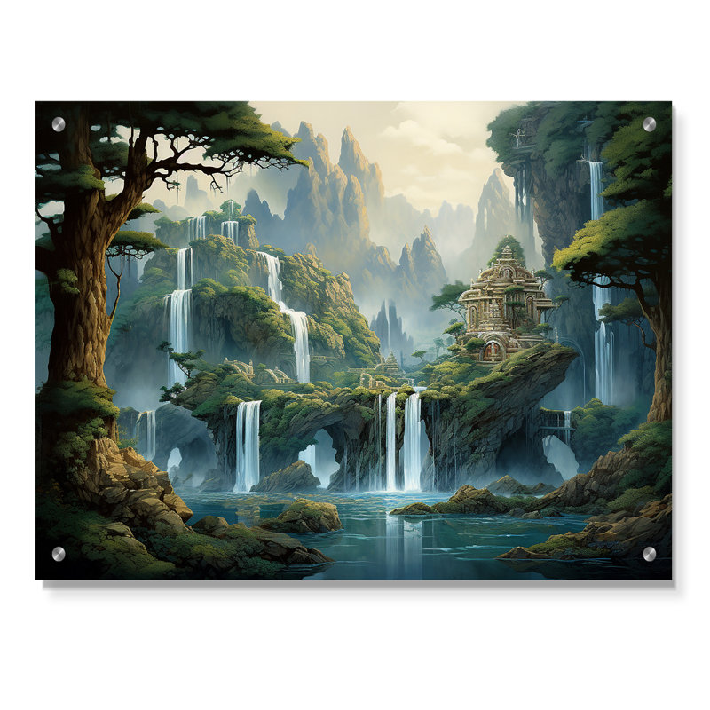 Art asiatique, rythme naturel I - Art asiatique, art mural acrylique moderne, H 16 po x l 32 po