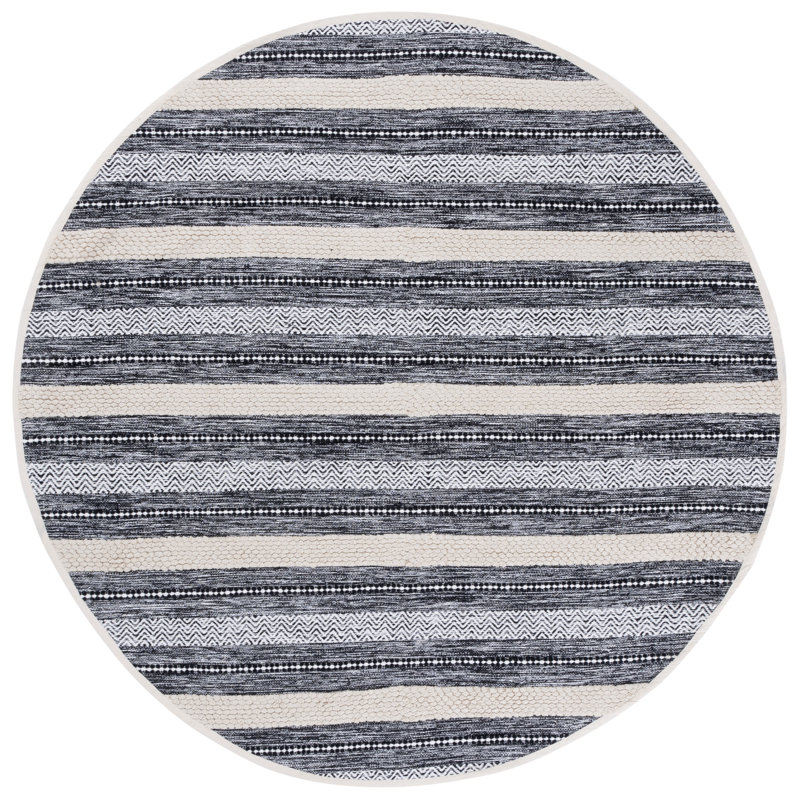 Tapis noir / ivoire Callazo 976, Rond 6 pi