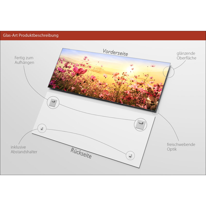 Flower Field III - No Frame Print on Glass, 50cm H x 125cm W x 1.4cm D