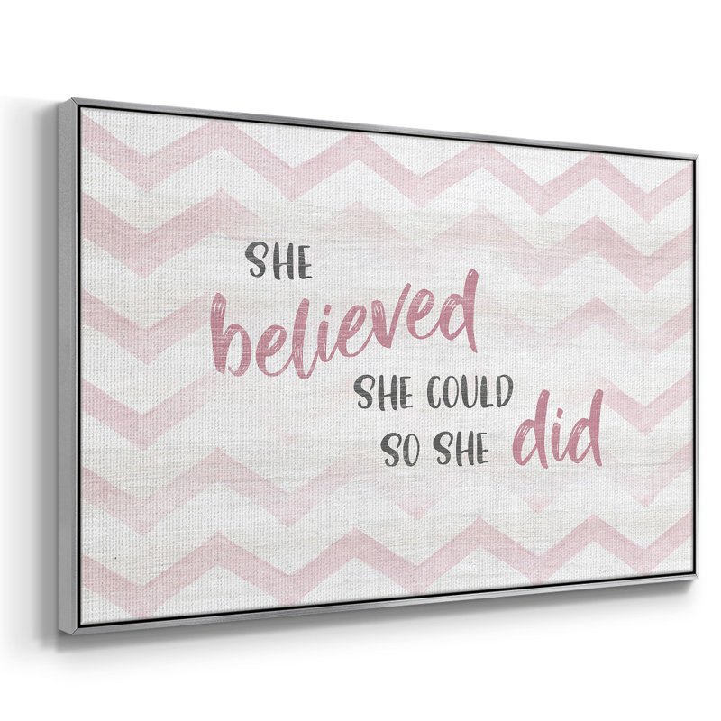 «Believed She pourrait encadrée sur toile», art textuel, H 17 po x l 25 po x P 2 po, Argent