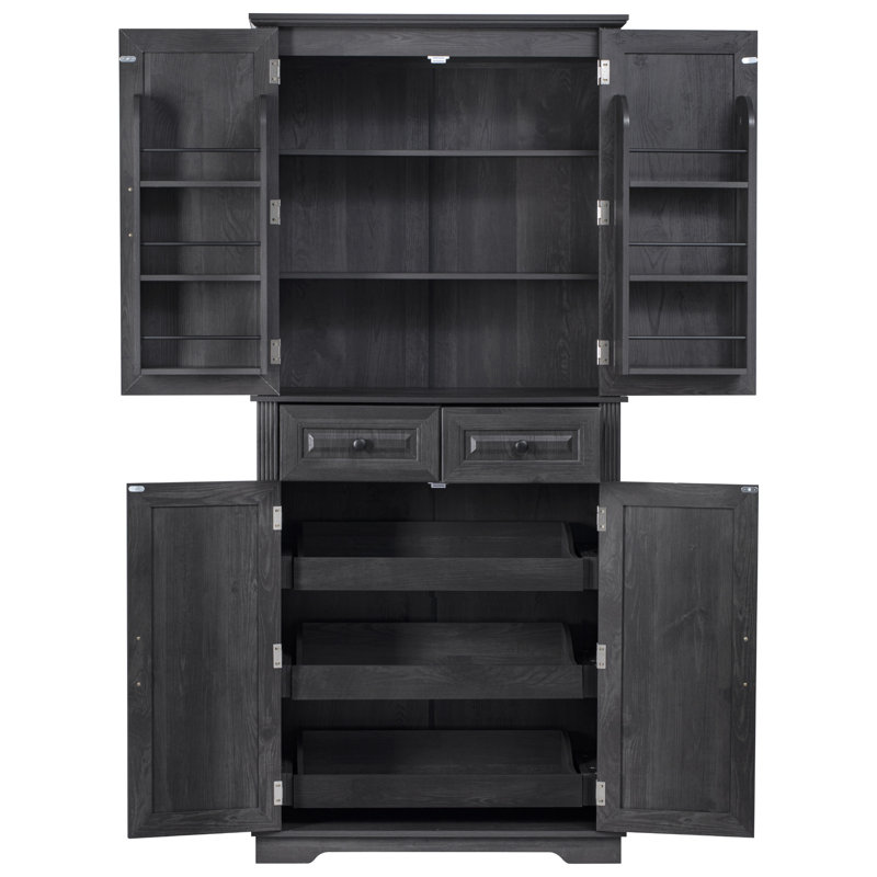 K&K - Armoire de cuisine de 71 po de hauteur avec 3 armoires coulissantes