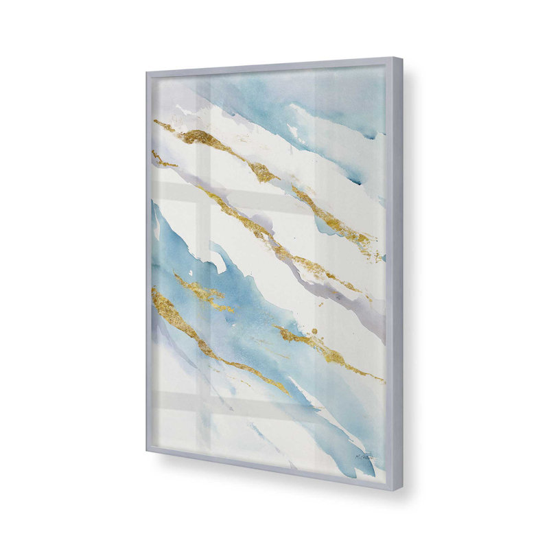 Snow Drift with Gold Accents, impression dans un cadre, Cadre en chrome poli, H 21,25 po x l 17,25 po x P 1,25 po