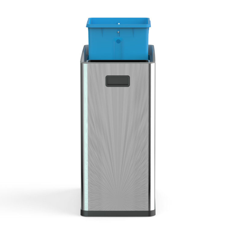 Silver Stainless Steel Touchless Dual Trash and Recycling Bin