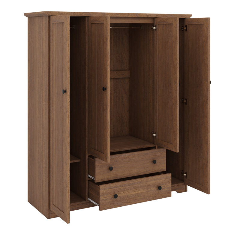 Door Wardrobe Armoire Closet With Drawers, Brown