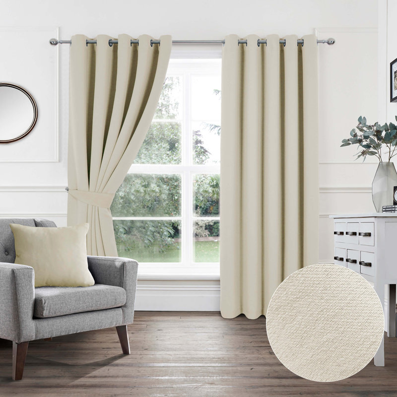 Chacra Room Darkening Curtain Pair, Natural, Width 229 x Drop 229cm