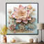 Fleur de lotus rose pastel sur bleu rétro I - impression d'art mural Lotus-1912568493-1912568491
