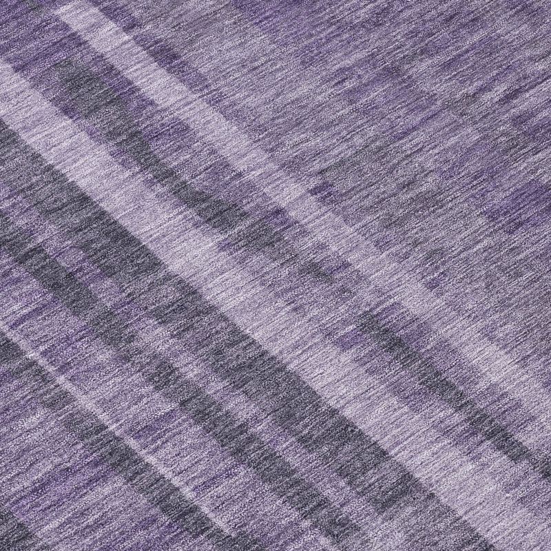 Purple Striped Synthetic Washable Indoor/Outdoor Rug 30" x 20"