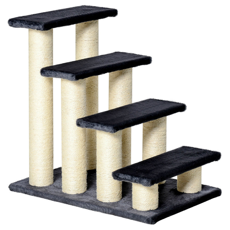 Gray Sisal Stair-Shaped Cat Tree with Scratching Posts