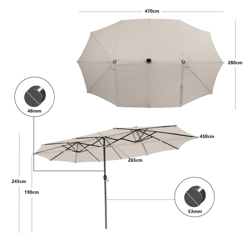 450cm Lighted Balcony Parasol, Beige