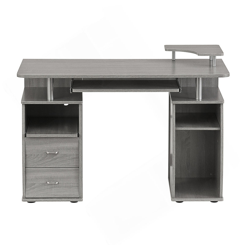 Bureau d'ordinateur complet avec rangement, Gris