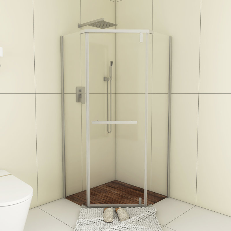 Cabine de douche d'angle semi-sans cadre 36 "x 72", Chrome
