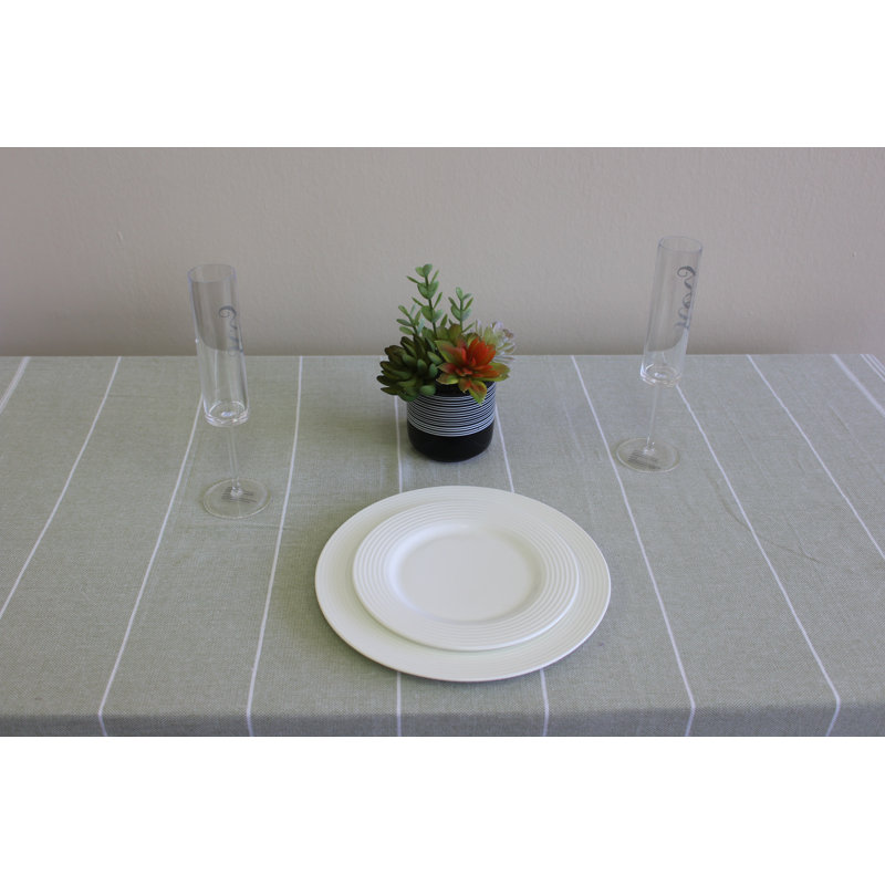 Cannady Striped 100% Cotton Tablecloth, Green, 72" L x 54" W