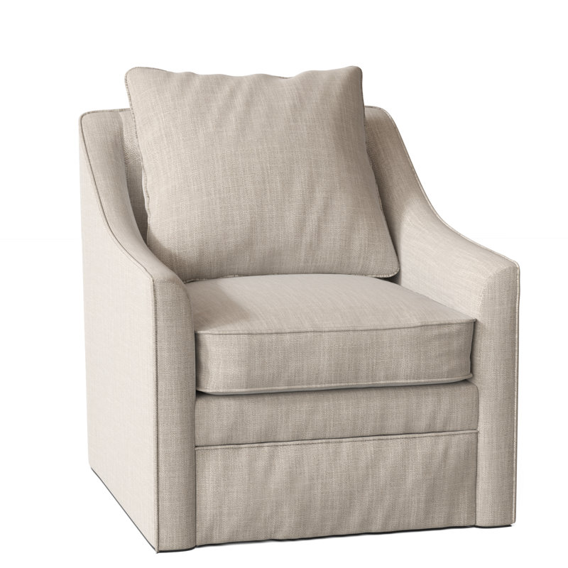 Quincy Upholstered Swivel Armchair, Conversation Ivory Basketweave