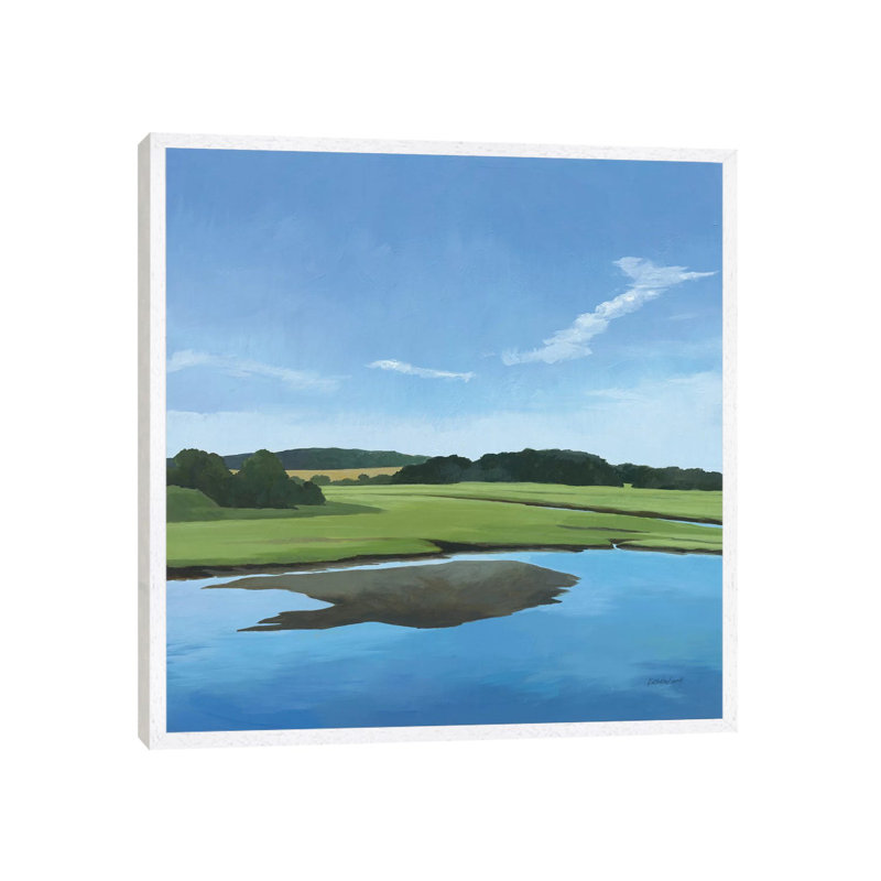 Seapowet Marsh by Kathrine Lovell - Painting on Canvas, White Framed, 66.04cm H x 66.04cm W x 3.81cm D