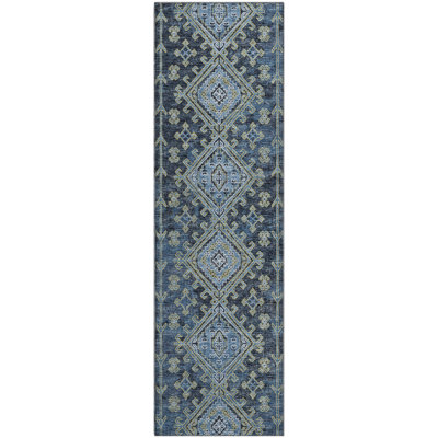 Premium Machine Washable Driessen AMF73 Blue Rug