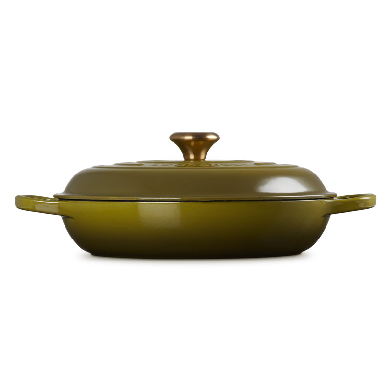 Le Creuset Signature Enameled Cast Iron Braiser with Lid, 3.5 quarts, Olive