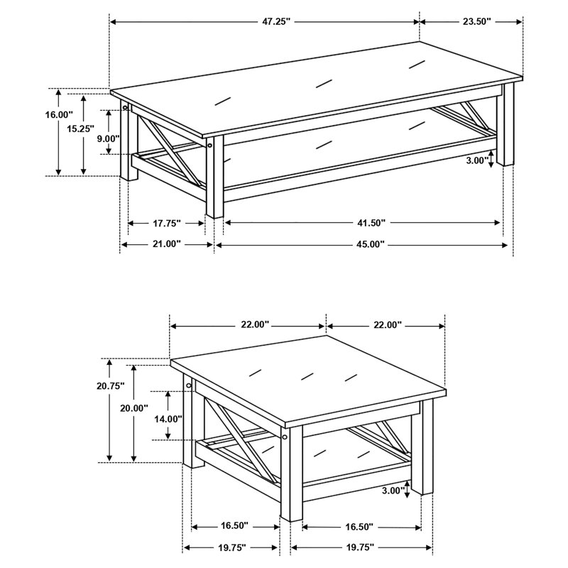 Ensemble de tables basses 3 pièces Elisabeth, Merlot foncé