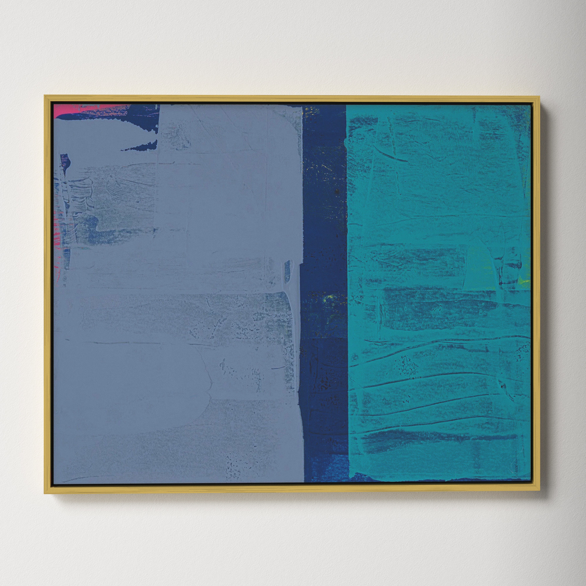Bold In Blue 2 by Andrea Stokes, Gold Framed, 20" H x 25" W x 1.38" D