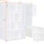 Lit rotatif blanc simple avec bibliothèque, armoire supérieure pour le rangement de la literie, bureau coulissant et zones polyvalentes latérales adaptées