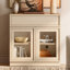 Armoire d'appoint moderne avec 2 portes en verre et tiroir, commode d'appoint multifonctionnelle avec grand rangement et tablette réglable-332504398-470345749