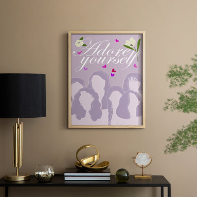 «Happy Galentine's Day», reproduction encadrée - bois massif