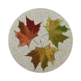 Autumn Leaves Vegan Leather Round Pebble Placemat