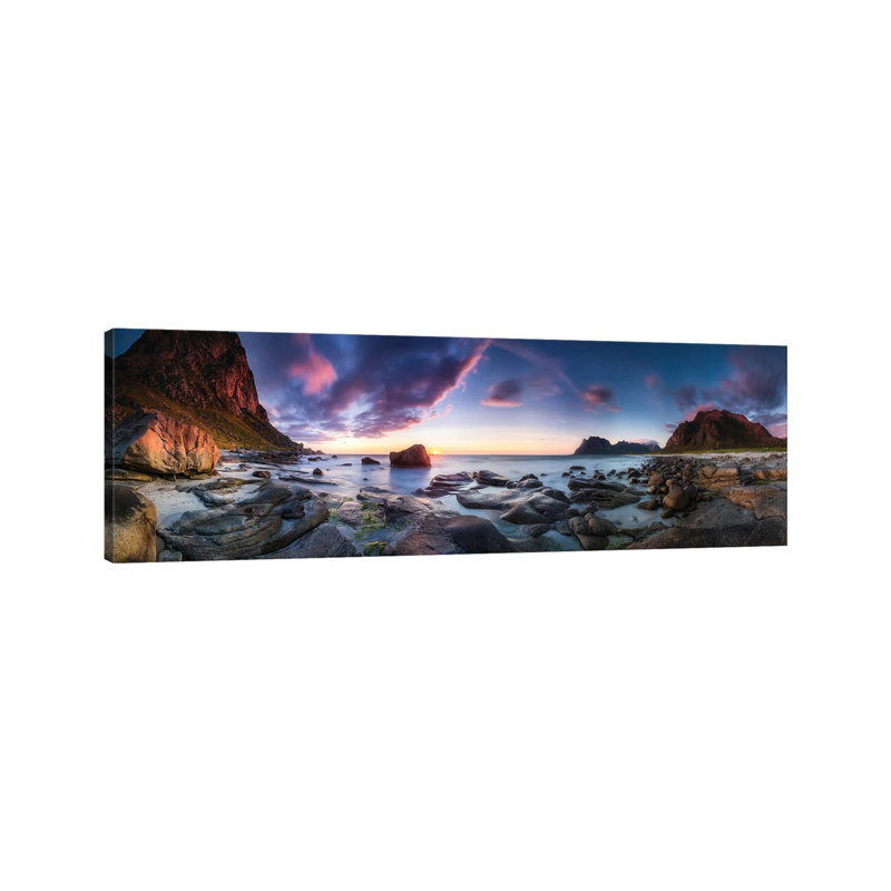 Utakleiv Sunset 1 Piece Wrapped Canvas Panoramic Wall Art, 121.92 cm H x 40.64 cm W x 3.175 cm D