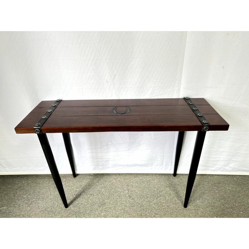 Table d'entrée de style campagnard rustique 31,5 po avec plateau en fer à cheval