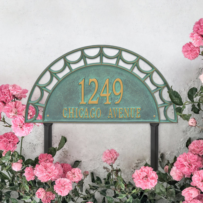 Plaque d'adresse sur 2 lignes Signature Series, Bronze, Oui, Vert-de-gris